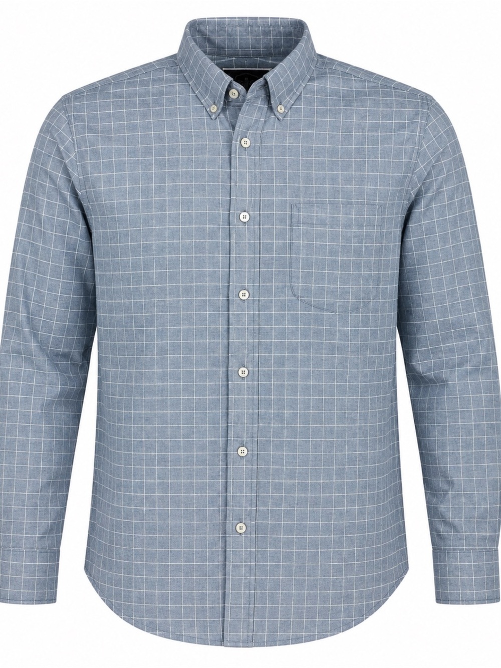 Charles Tyrwhitt Men's XL Blue Windowpane Brushed Cotton Twill Classic Fit Shirt